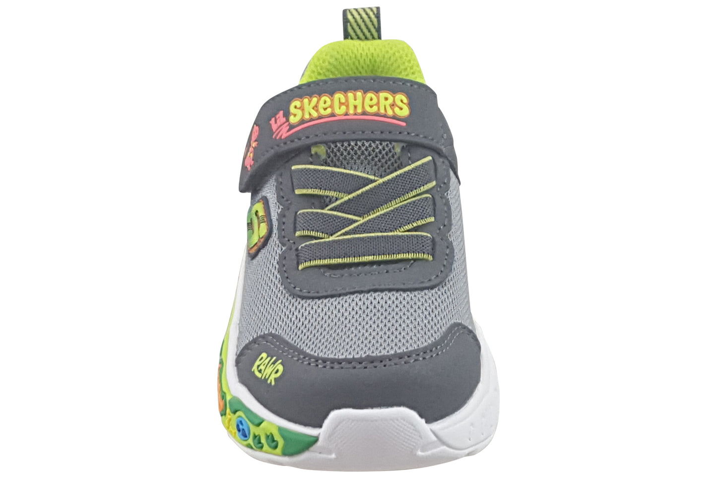 skechers play scene boys trainers charcoal lime top