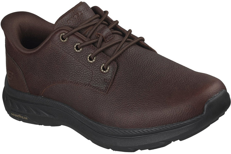 Skechers Pollard Court Red Brown Leather Mens Shoes