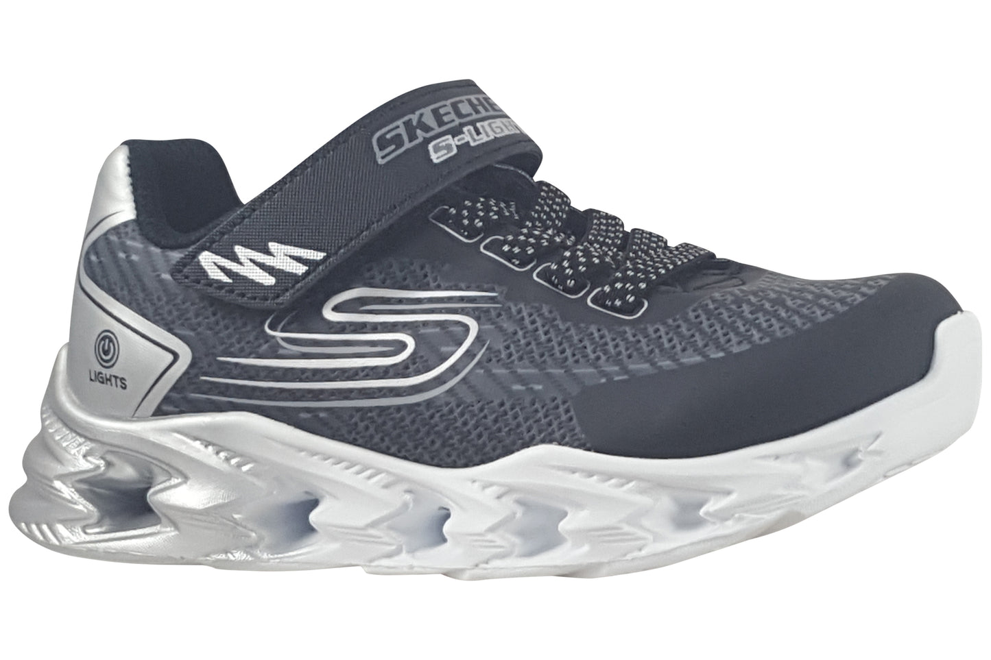 skechers quantroid 400604l boys trainers black silver right
