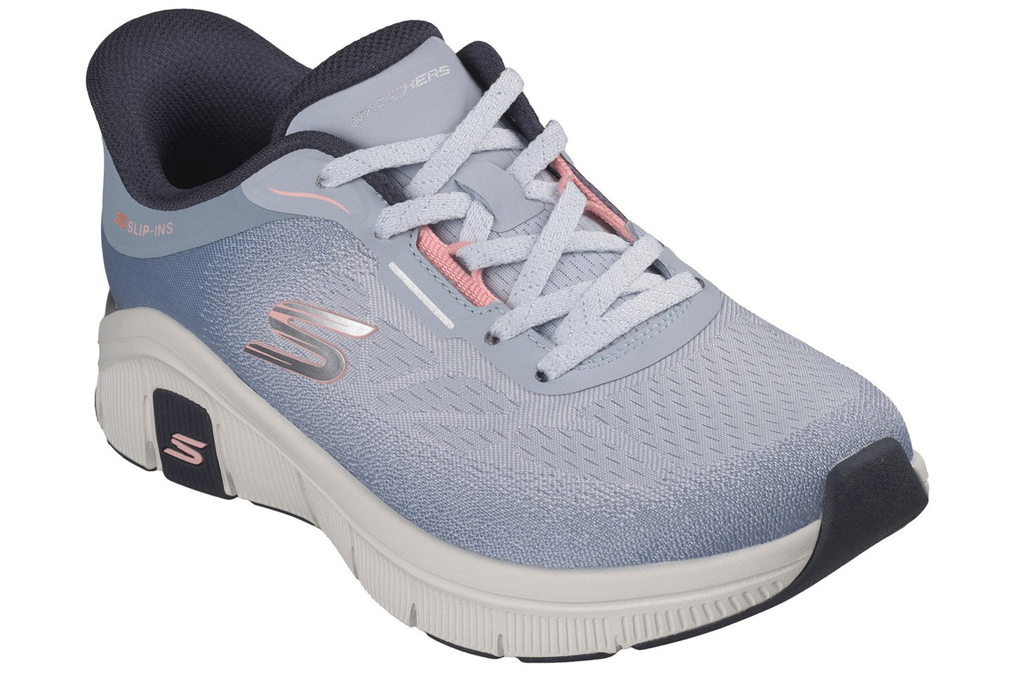 Skechers Slip-Ins Relaxed Fit Soft Icon Light Blue Mesh/Multi Trim Womens Fashion Trainers