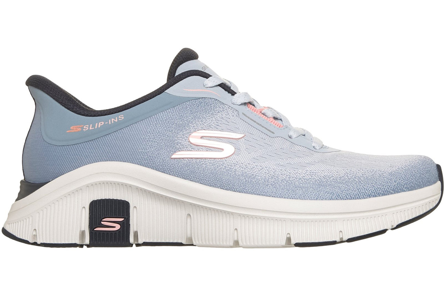 Skechers Slip-Ins Relaxed Fit Soft Icon Light Blue Mesh/Multi Trim Womens Fashion Trainers