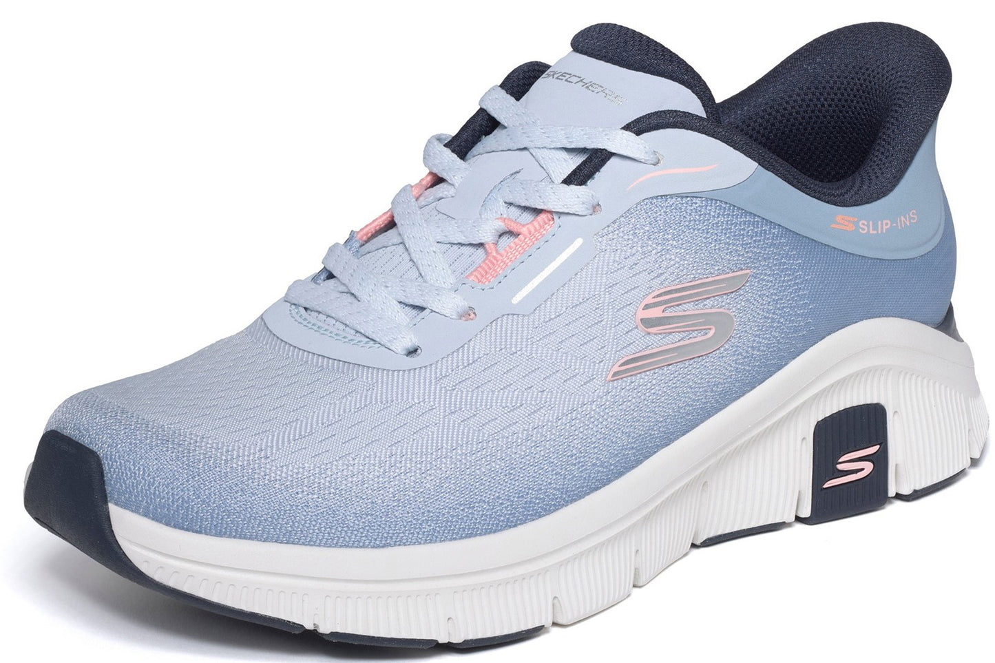 Skechers Slip-Ins Relaxed Fit Soft Icon Light Blue Mesh/Multi Trim Womens Fashion Trainers