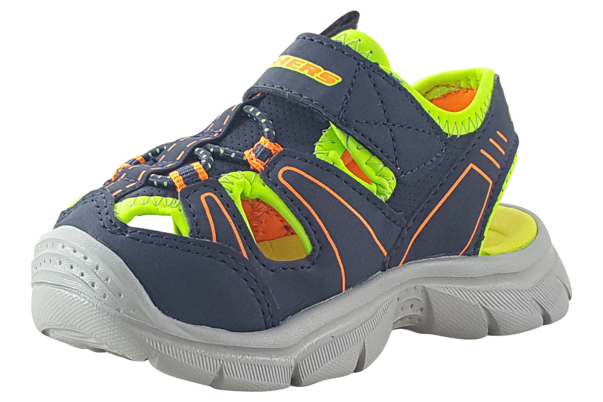 skechers-relix-valder-inf-navy-lime-sandals-left