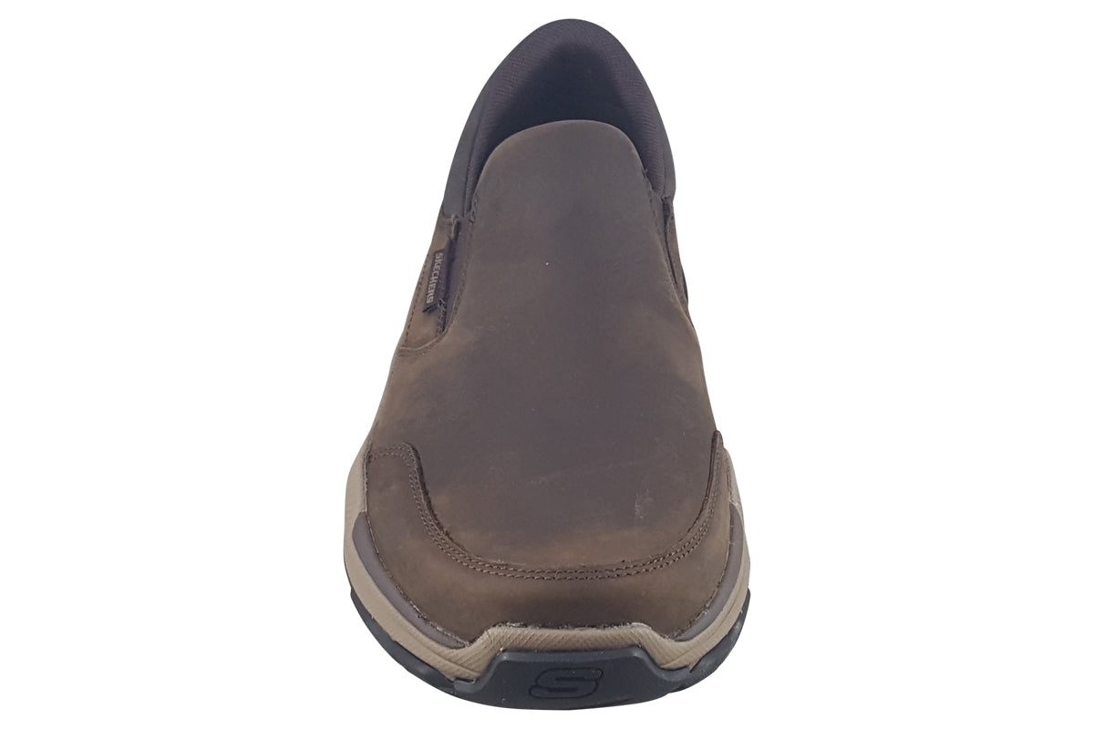 skechers respected brown shoes top