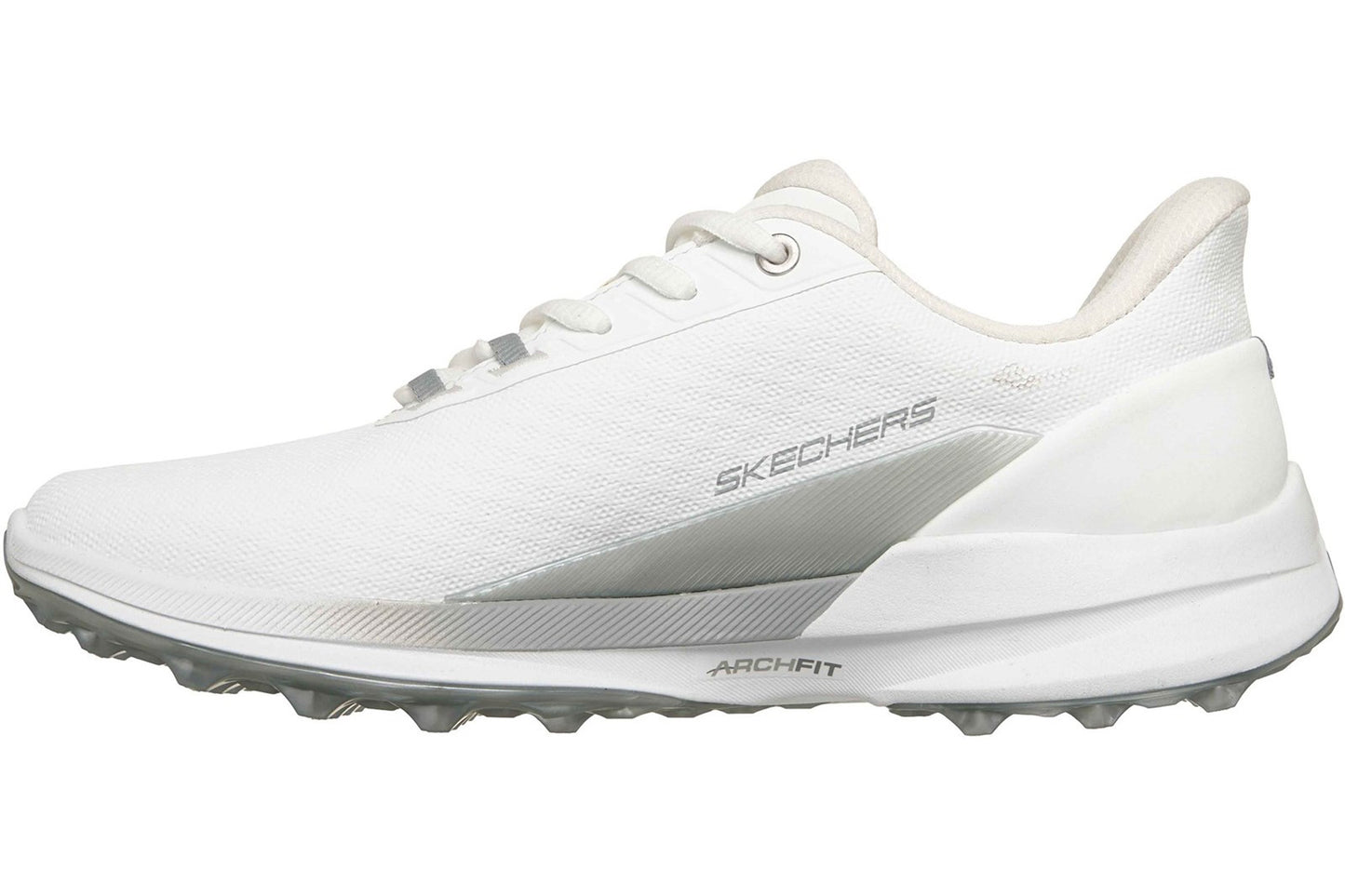 Skechers Pure Slip Ins Golf Shoes White/Silver Womens Fashion Trainers