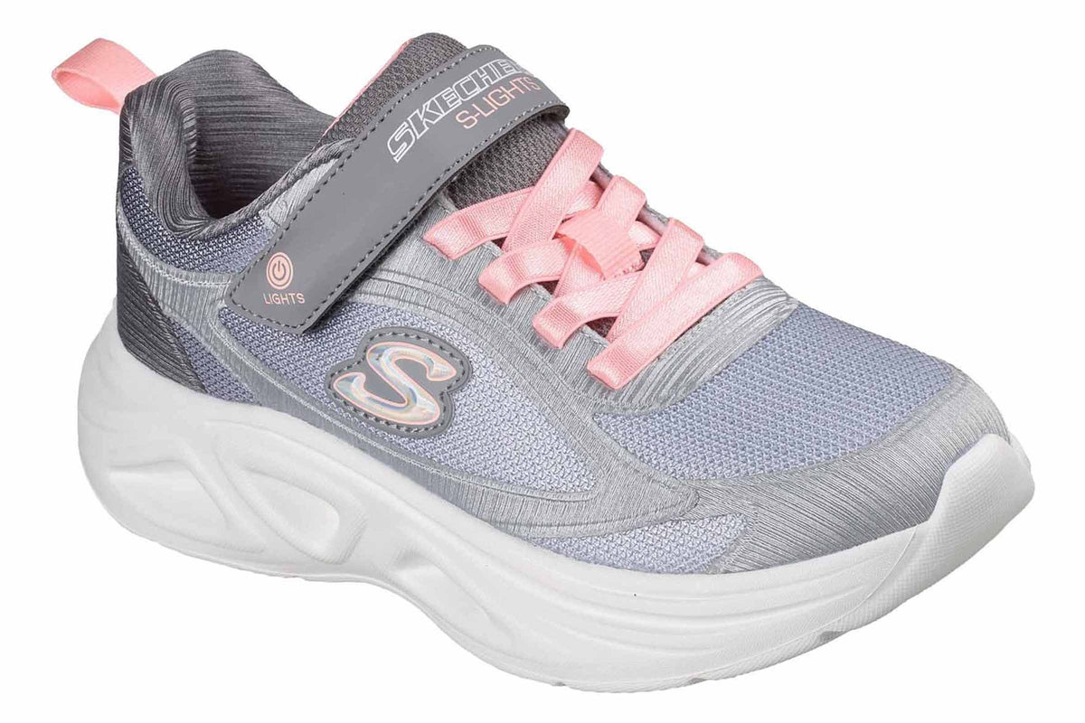 Skechers Sola Glow 2 Dazzle Steps Light Grey/Multi Trim Girls Sports