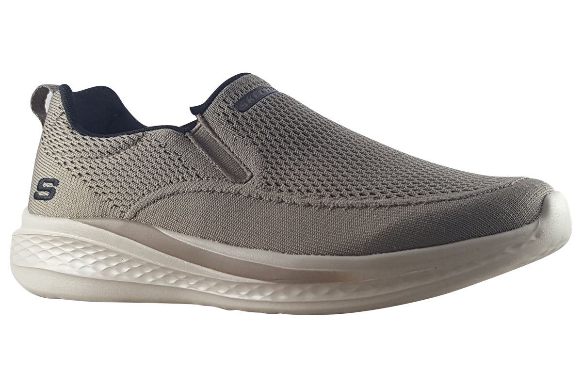 skechers slade taupe trainers right