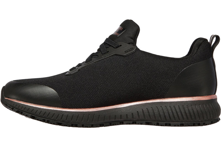 Skechers Squad Slip Resistant 77222EC Black/Rose Gold Womens Shoes