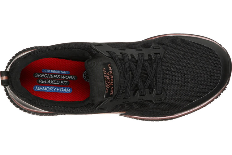 Skechers Squad Slip Resistant 77222EC Black/Rose Gold Womens Shoes