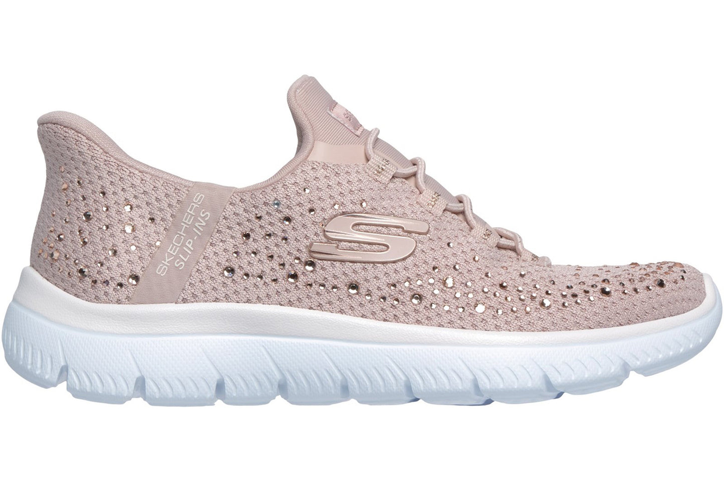 Skechers Slip-Ins Summits Brilliant Shine Light Mauve Mesh/Trim Womens Fashion Trainers