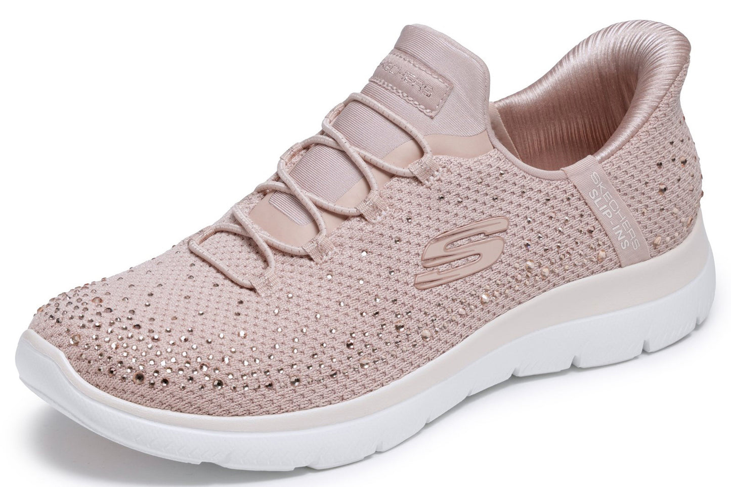 Skechers Slip-Ins Summits Brilliant Shine Light Mauve Mesh/Trim Womens Fashion Trainers