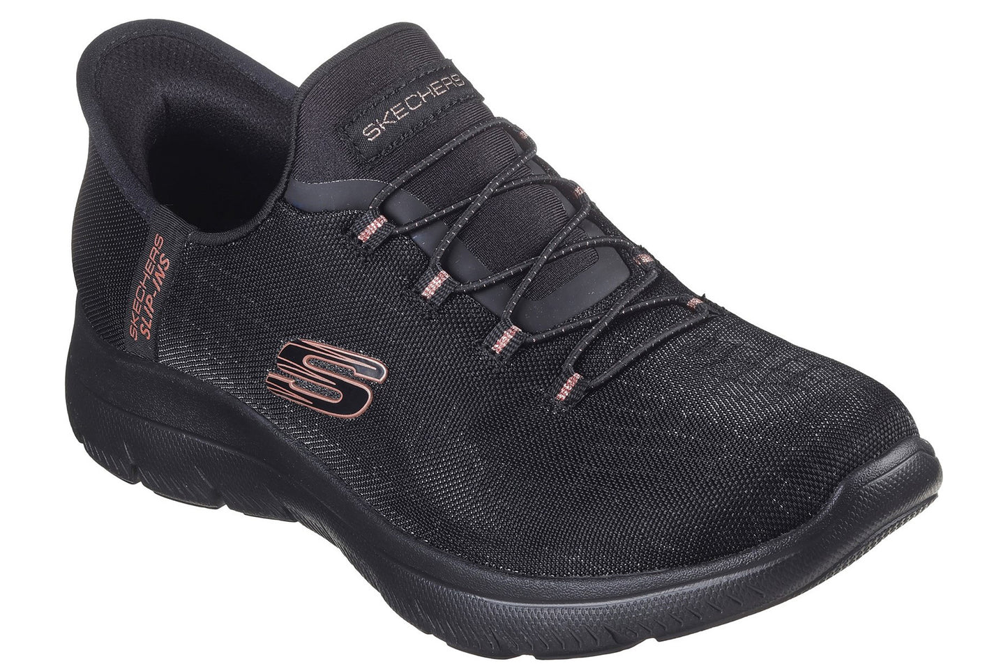 Skechers Slip-Ins Summits Classy Night Black/Rose Gold Womens Fashion Trainers