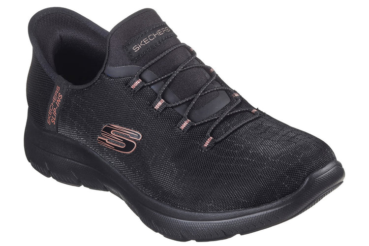 Skechers Summits Classy Night Black/Rose Gold Womens Fashion Trainers