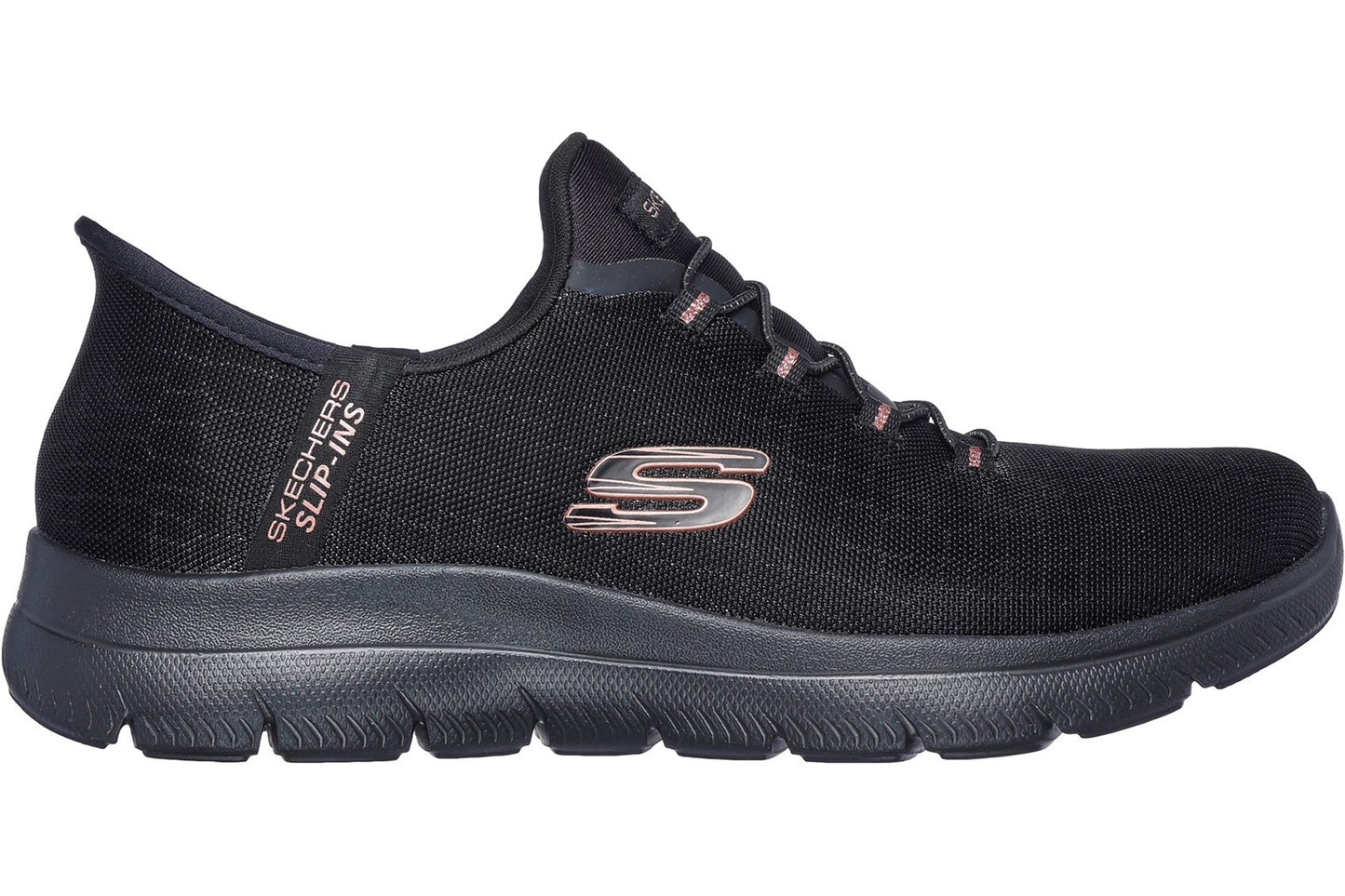 Skechers Slip-Ins Summits Classy Night Black/Rose Gold Womens Fashion Trainers