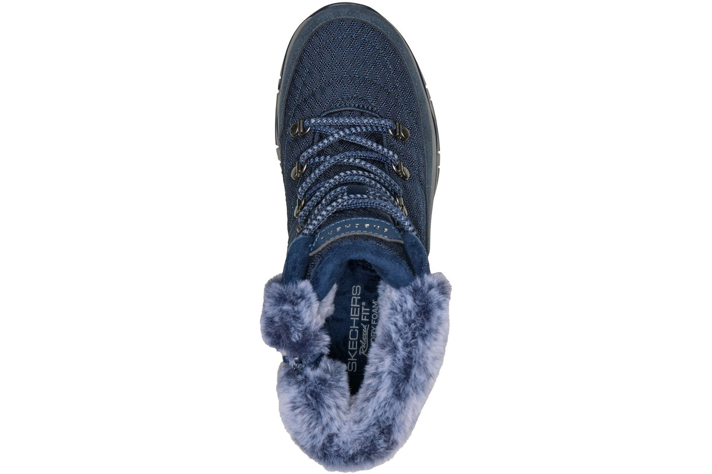 Skechers Trego Stormie Frost Navy Suede/Faux Fur/Mesh Womens Boots