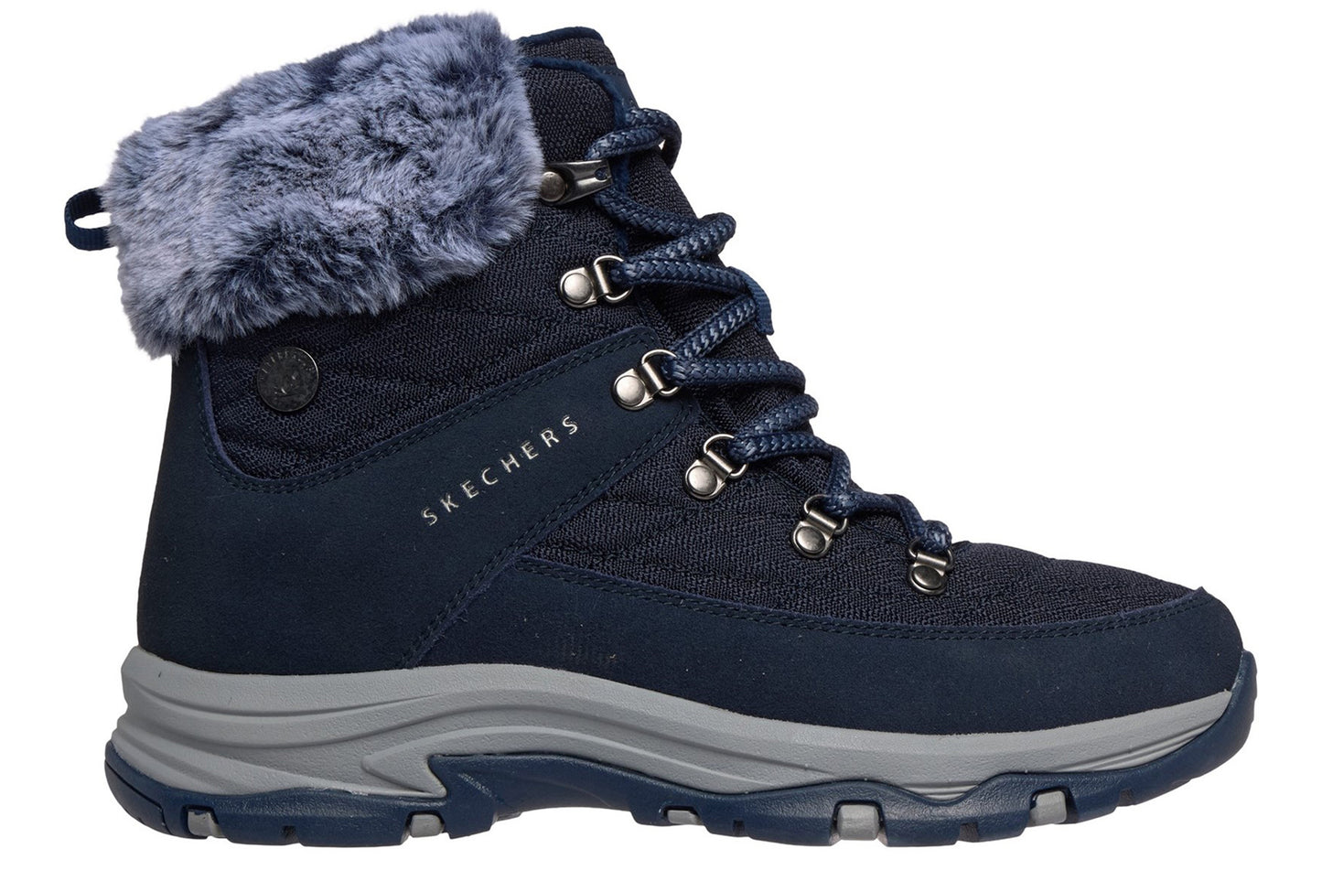 Skechers Trego Stormie Frost Navy Suede/Faux Fur/Mesh Womens Boots