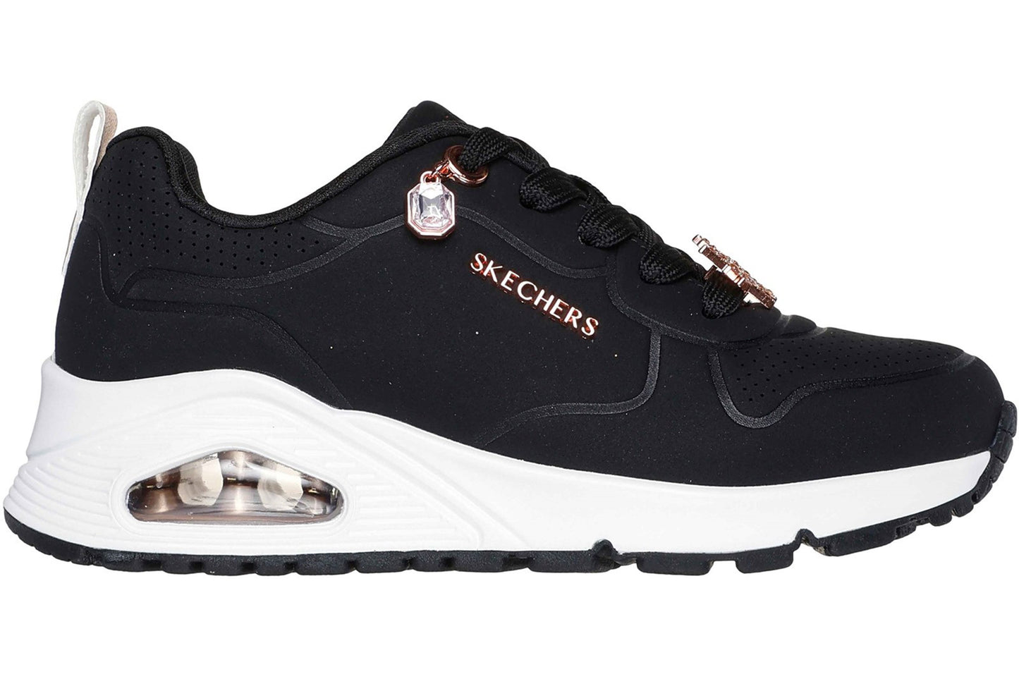 Skechers Street Uno - Trendy Jewels Black/Rose Gold Girls Shoes