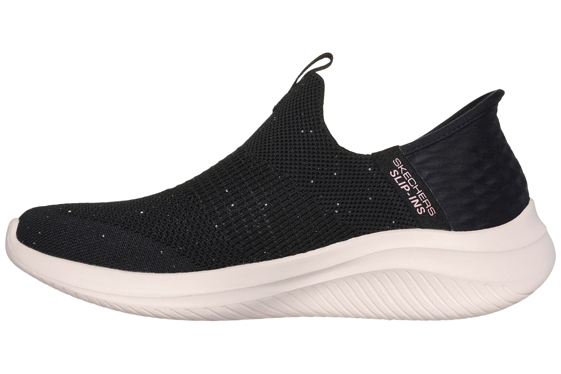 skechers-ultra-flex-3-0-black-rose-gold-slip-on-ladies-shoes-left