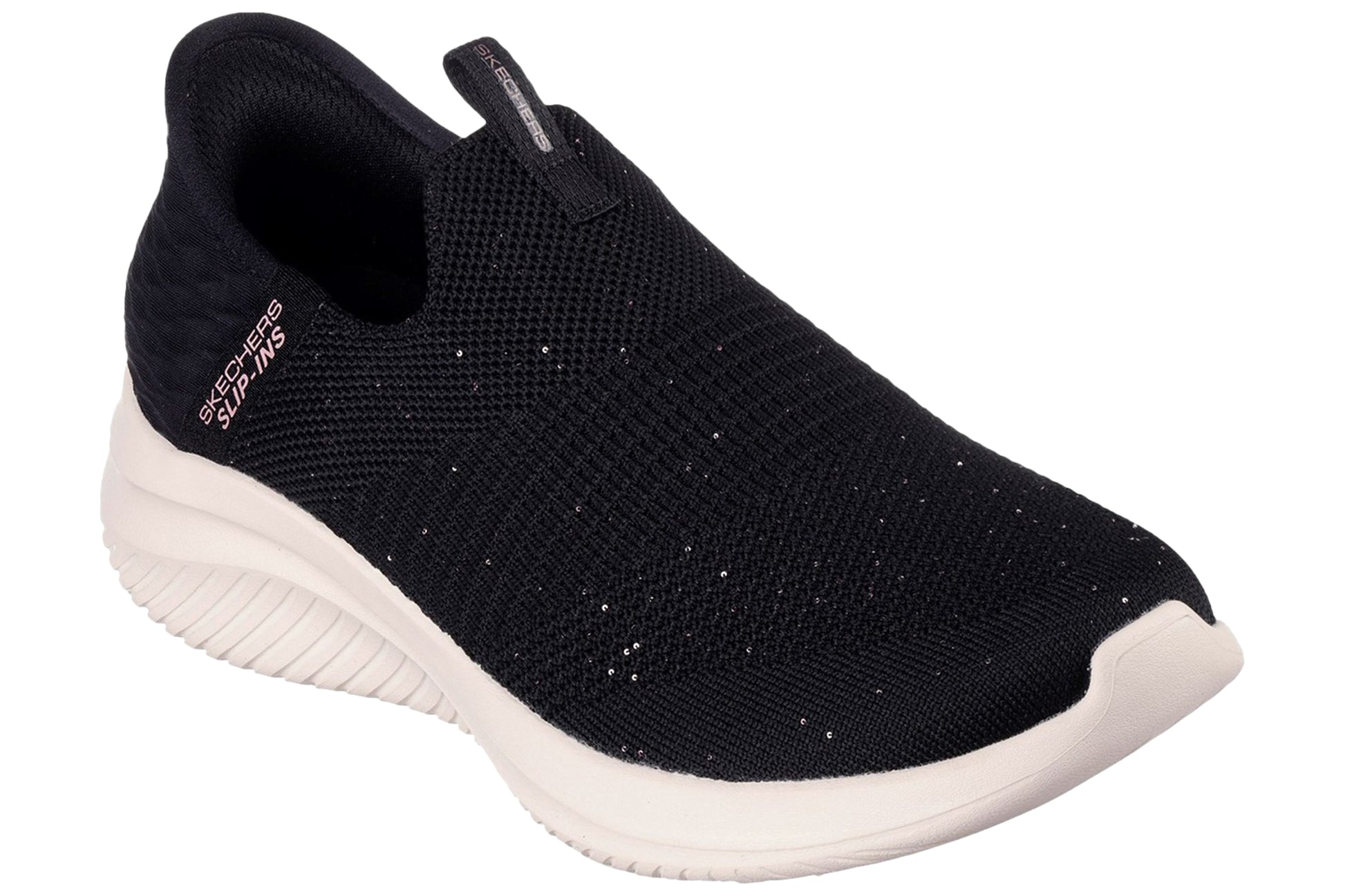 skechers-ultra-flex-3-0-black-rose-gold-slip-on-ladies-shoes-right-angle