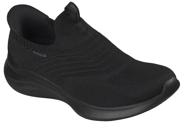 Skechers Slip-Ins Ultra Flex 4.0 Pure Dream Black Knit/Trim Womens Fashion Trainers