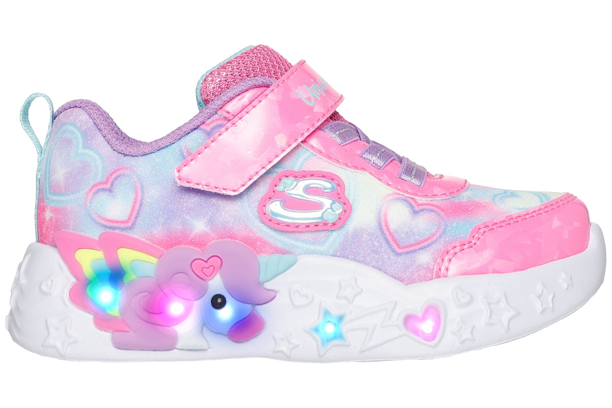 skechers-unicorn-charmer-303064n-girls-trainers-pink-multi-right-flat