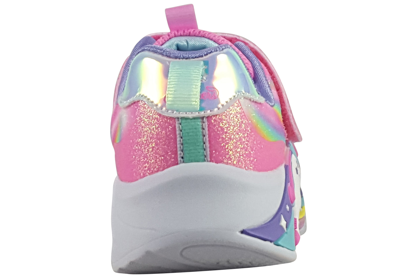 skechers unicorn chaser inf pink multi trainers back