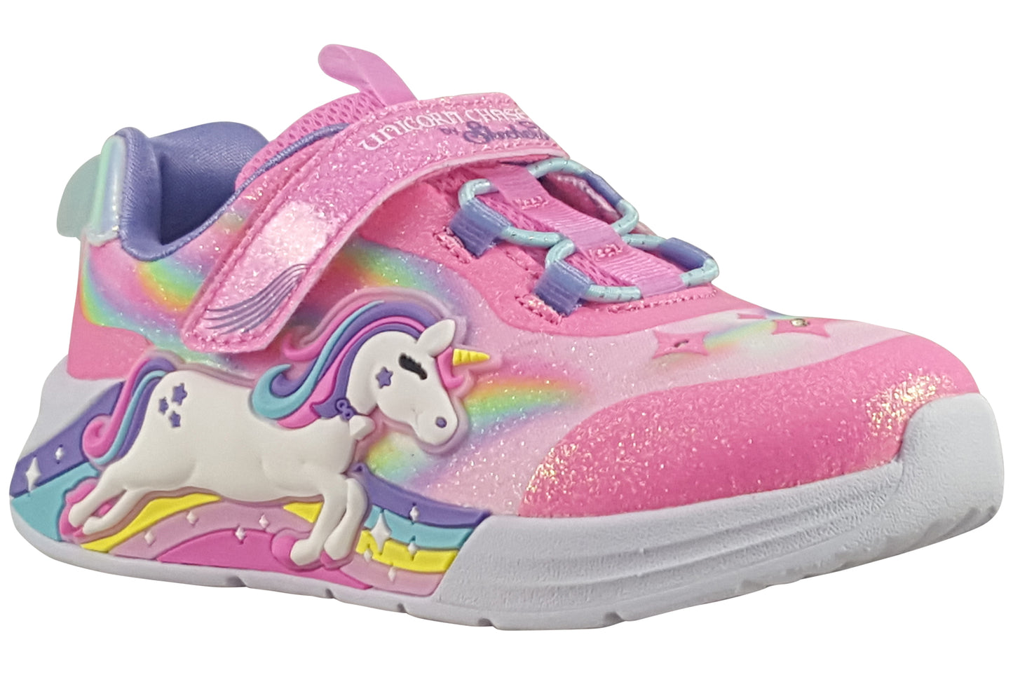 skechers unicorn chaser inf pink multi trainers right