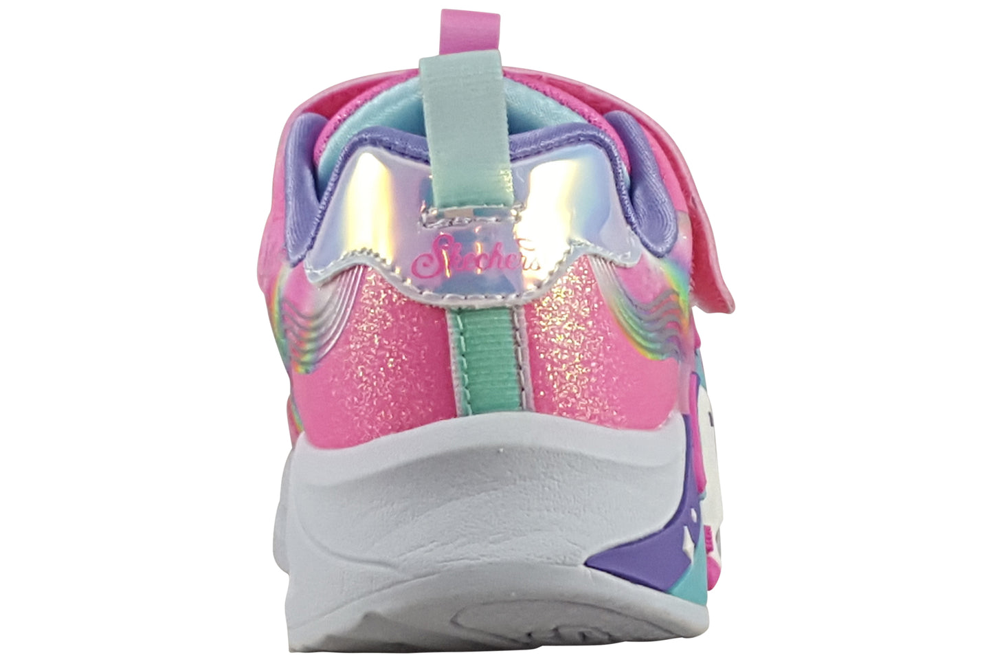 skechers unicorn chaser pink multi trainers back