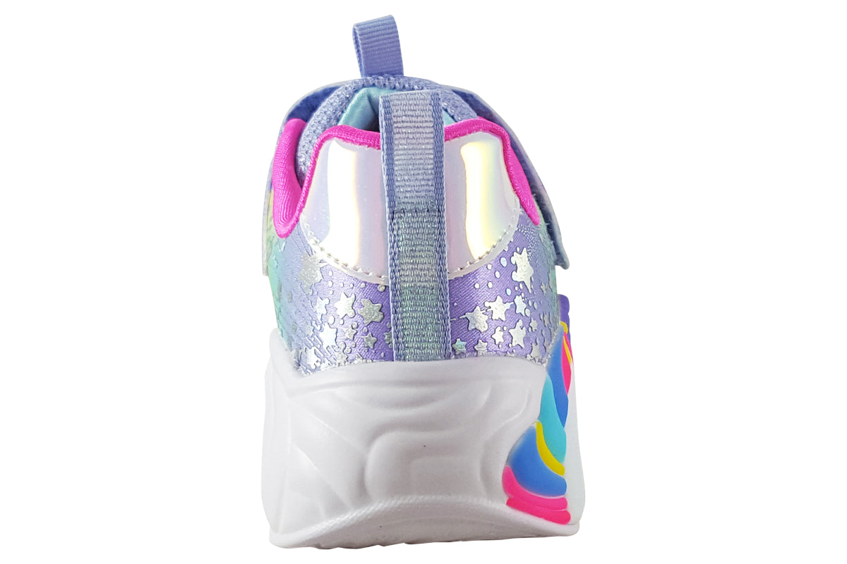 skechers unicorn dreams blue multi trainers back