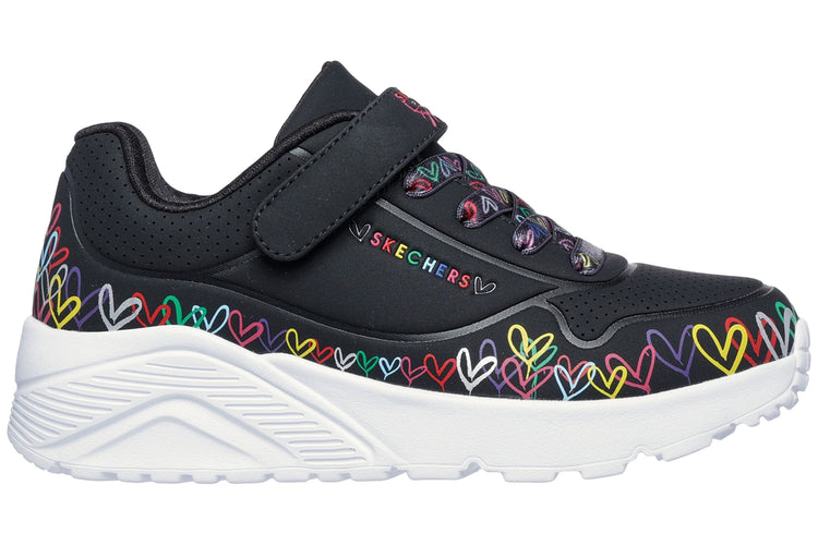 Skechers Uno Lite Heart Craze Black/Multi Girls Sports