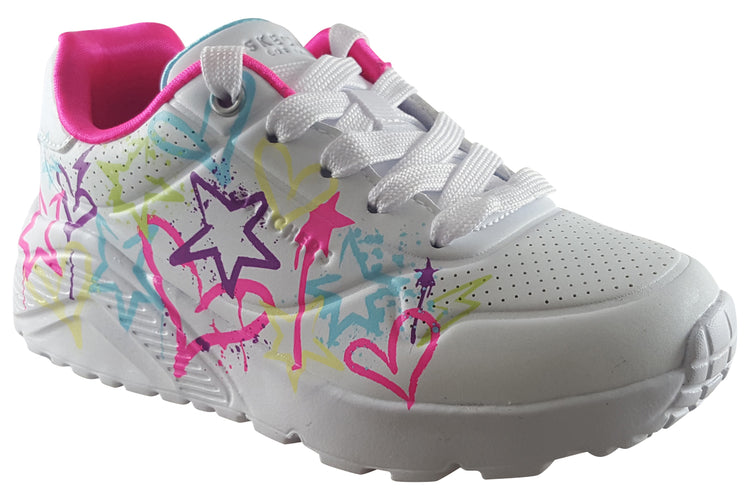 Skechers Uno Lite-My Drip 310391L White/Multi/Neon Girls Sports