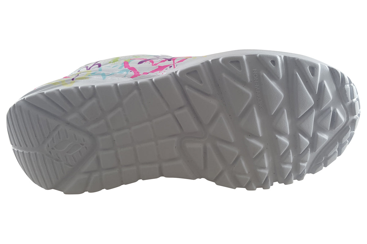 skechers uno lite my drip 310391l white multi neon trainers sole