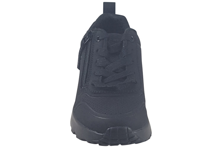 Skechers Uno Lite Easy Zip BTS 310387L Black Girls School Shoes