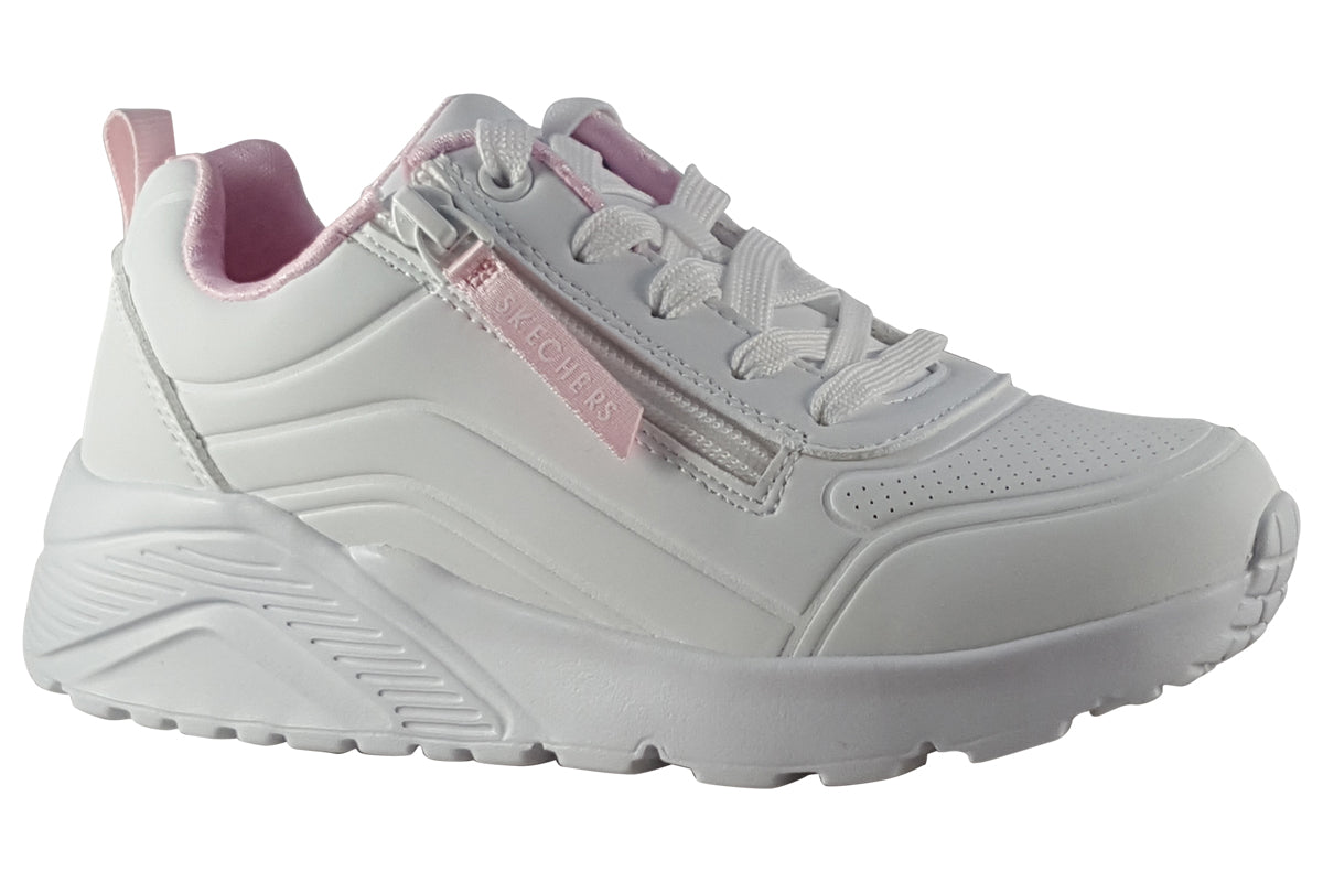skechers unolite easy zip white trainers right