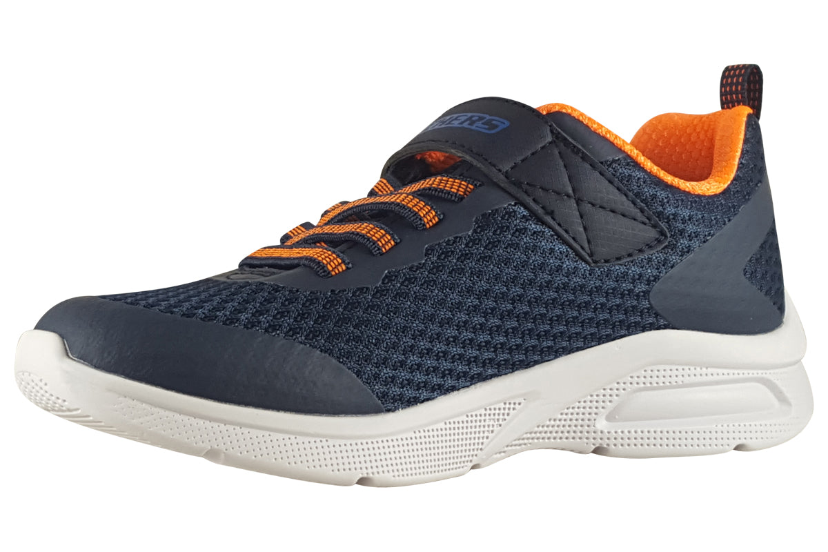 skechers vaptix microspec navy orange trainers left