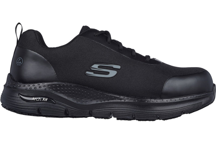 Skechers Workwear Arch Fit SR Ringstap Black Mens Trainers