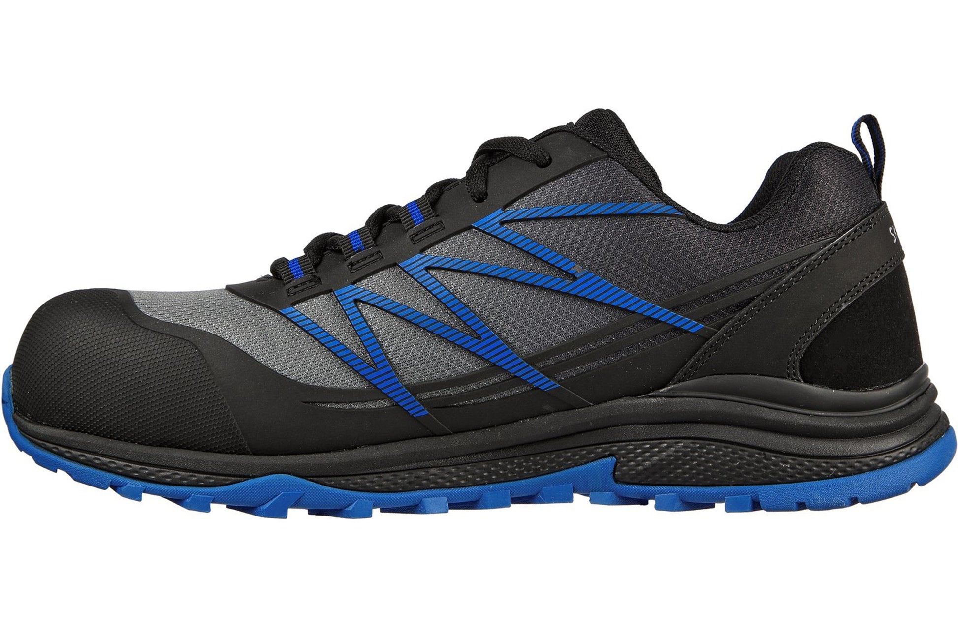 skechers-workwear-puxal-black-blue-trainers-safety-left-flat