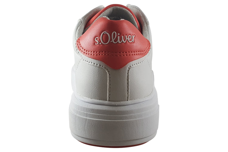 S.Oliver Turlough 23635-42 White/Coral Womens Fashion Trainers