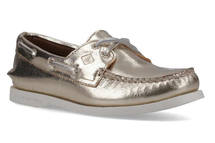 Sperry Authentic 2 Eye Boat Shoe Gold Womens Shoes