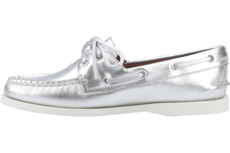 Sperry Authentic 2 Eye Boat Shoe Silver Womens Shoes