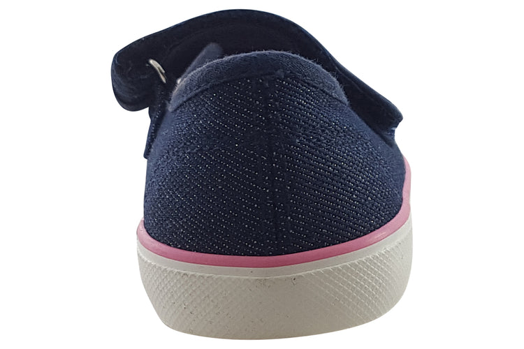 Start-rite Beach Comb 6195-9 Navy Glitter F Girls Canvas
