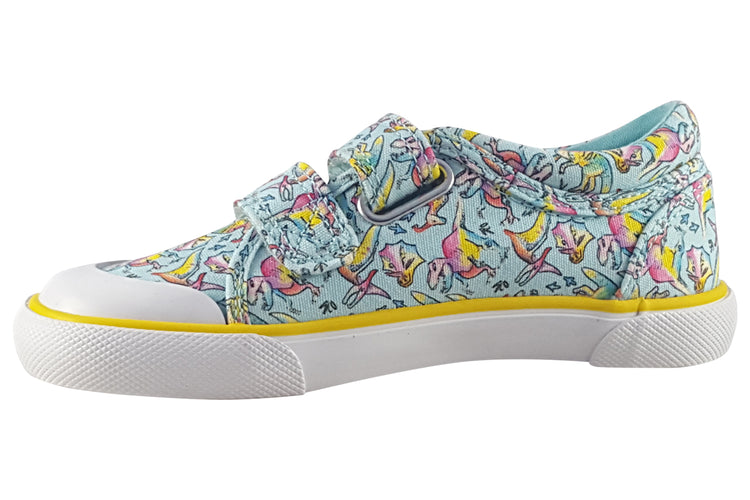 Start-rite Dino-Mite 6192-5 Aqua Multi Girls Canvas