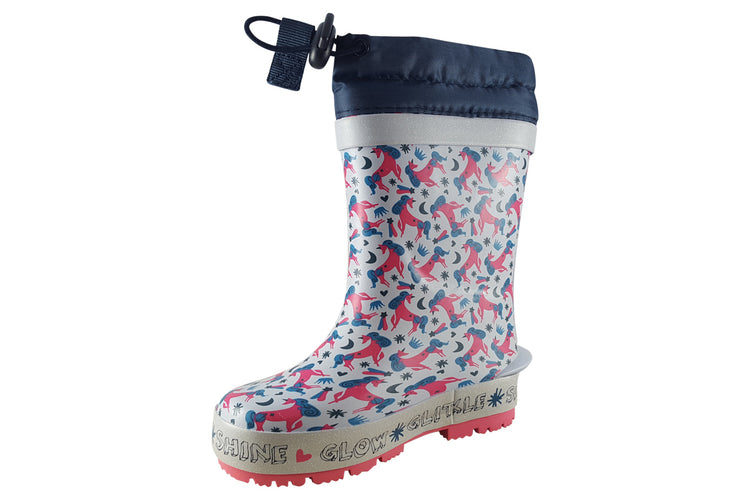 Start-rite Little Puddle G 9931-22 Blue Unicorn Girls Wellingtons