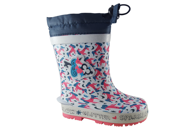 Start-rite Little Puddle G 9931-22 Blue Unicorn Girls Wellingtons