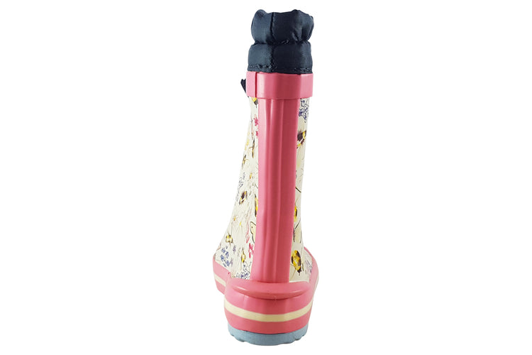 Start-rite Puddle G 9934 Cream/Pink Floral Girls Wellingtons