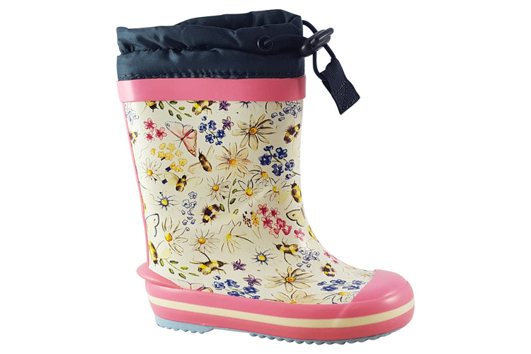 Start-rite Puddle G 9934 Cream/Pink Floral Girls Wellingtons