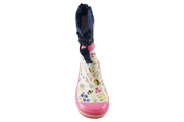 Start-rite Puddle G 9934 Cream/Pink Floral Girls Wellingtons