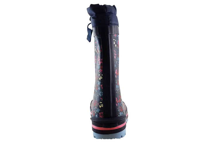 Start-rite Puddle G 9934 Navy Floral Girls Wellingtons