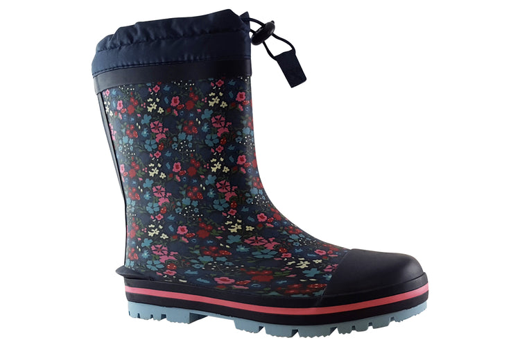 Start-rite Puddle G 9934 Navy Floral Girls Wellingtons