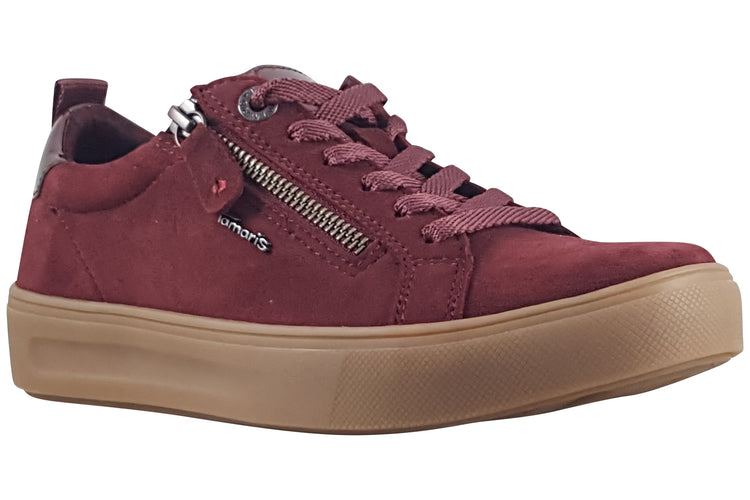Tamaris Comfort Pat 83707-42 Merlot Suede Womens Fashion Trainers